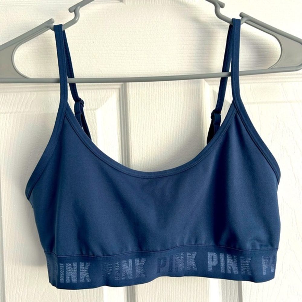 Victorias Secret PINK Sport Workout Adjustable Sports Bra Blue ActiveWear Medium